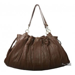 Leather shoulder handbag, brown soft leather hobo handbag