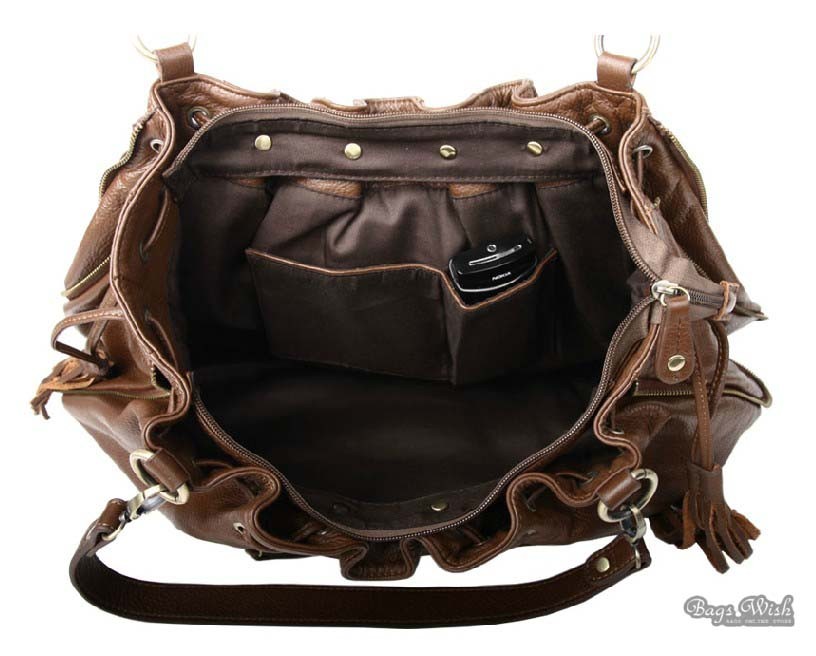 Leather shoulder handbag, brown soft leather hobo handbag - BagsWish