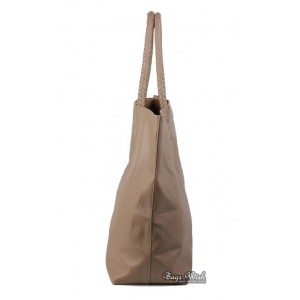 khaki Leather tote handbag