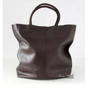 coffee Leather tote handbag