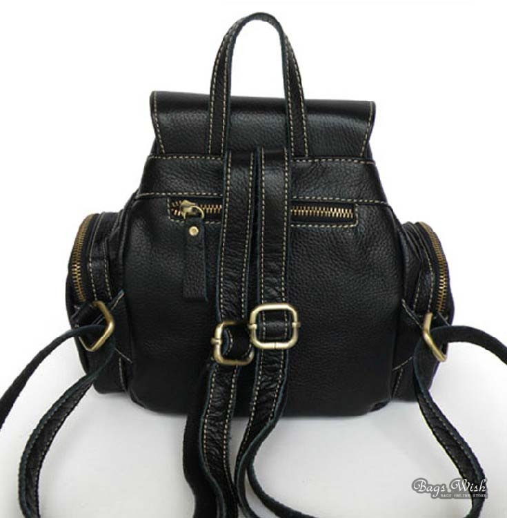 Leather womens backpack, small black leather backpack - BagsWish