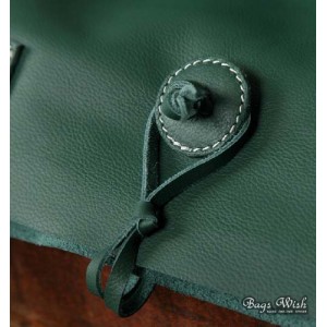 green leather shopping bag