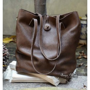 coffee leather shopping bag