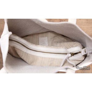 white leather shopping bag