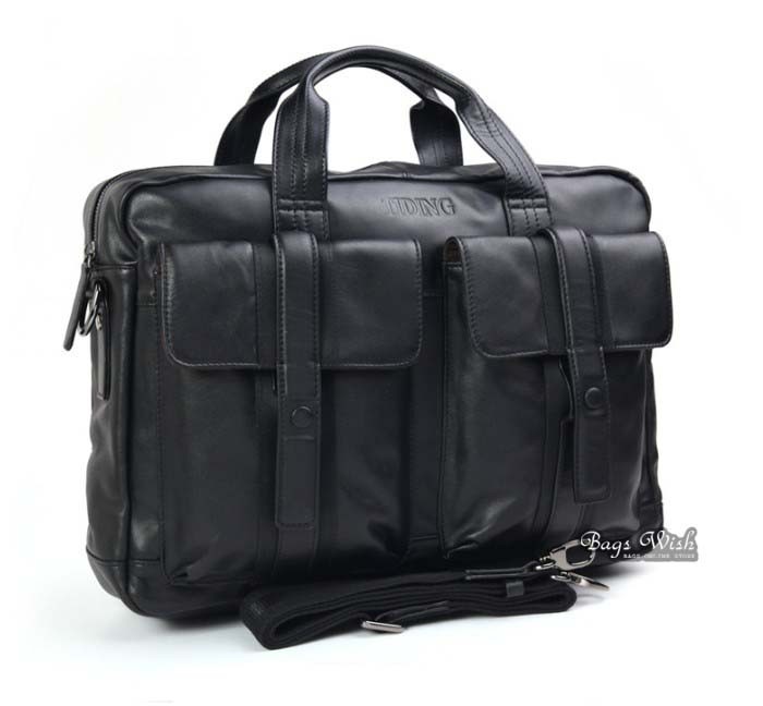 Mens soft leather briefcase, black natural leather briefcase BagsWish