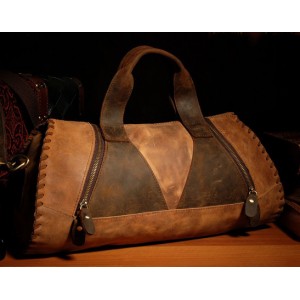 Distressed leather handbag, leather shoulder handbag