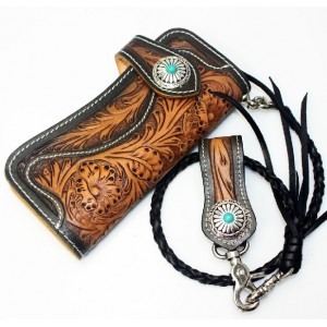 Leather belt wallet, leather biker wallet