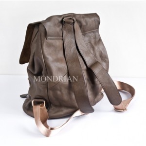 khaki Leather knapsack