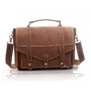 Antique leather briefcase brown, 13.3 notebook leather bag