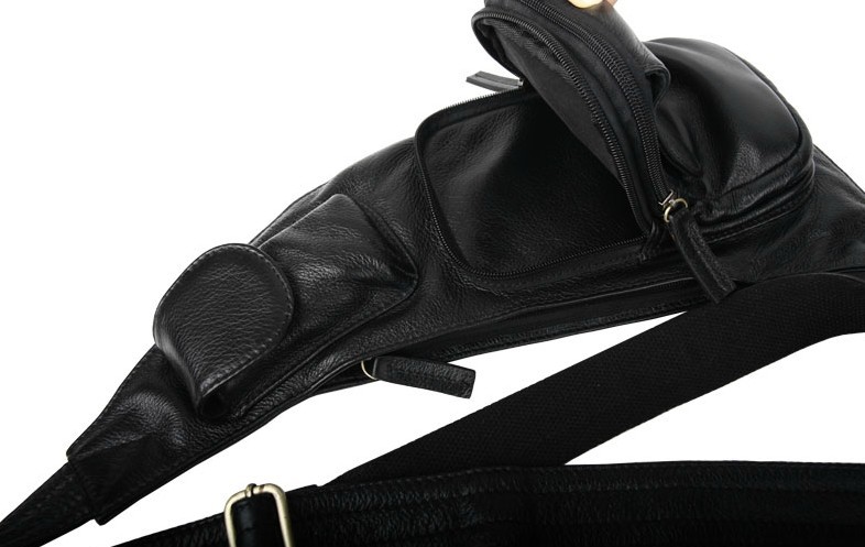 One shoulder strap backpack black, brown genuine leather shoulder ...