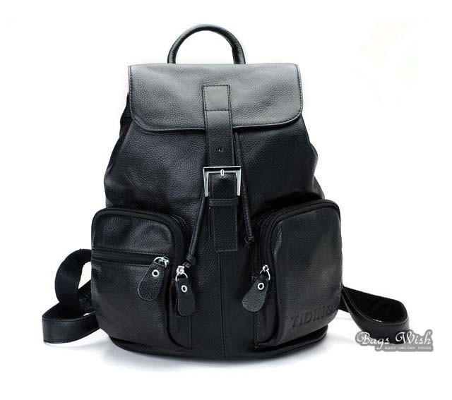 Leather school backpack black, coffee leather satchel bag - BagsWish