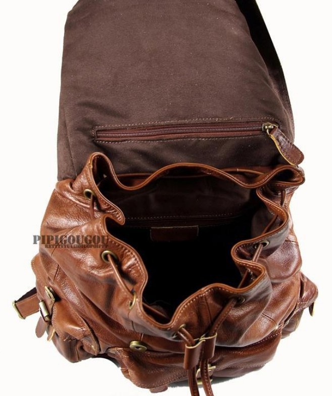 Punk leather satchel bag black, brown leather travel backpack - BagsWish