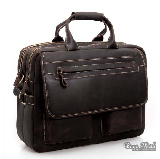 Vintage leather briefcase for men brown, coffee 16 leather laptop ...