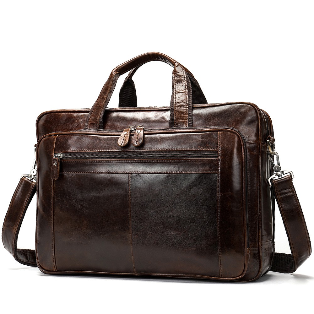 Cowhide Business Bag, Top Gents Briefcase - BagsWish